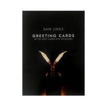 Load image into Gallery viewer, Greeting card packaging with a gold angel photo on a black background