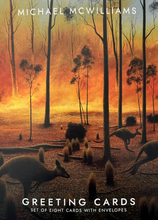 Load image into Gallery viewer, kangaroos hopping through a burning paddock.