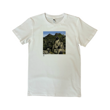 Load image into Gallery viewer, White t-shirt with Tasmanian Devils sitting in the bush and on rocks.