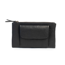Load image into Gallery viewer, A black leather wallet.
