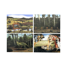 Load image into Gallery viewer, Images of thylacines, chairs, ladies and dogs on post cards.