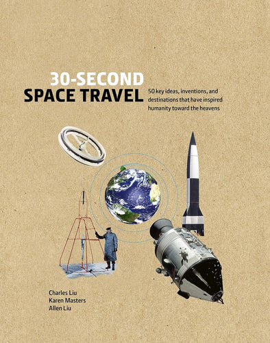 Book cover of '30-Second Space Travel' with space-themed illustrations on a beige background