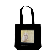 Black tote bag with a mouse illustration 