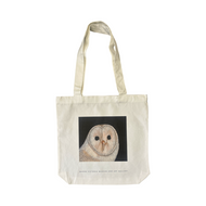 Tote bag with an owl design on a white background