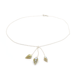 Maireener shells and silver chain necklace.