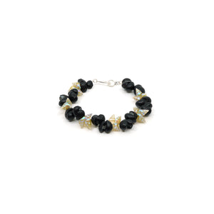 Maireener and black crow shell bracelet with silver clasp.