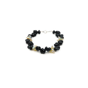 Maireener and black crow shell bracelet with silver clasp.