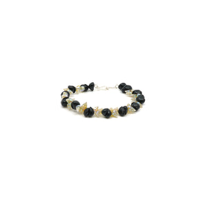 Maireener and black crow shell bracelet with silver clasp.