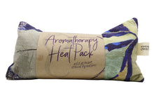 Load image into Gallery viewer, Patterned green and blue cotton fabric heat pack.
