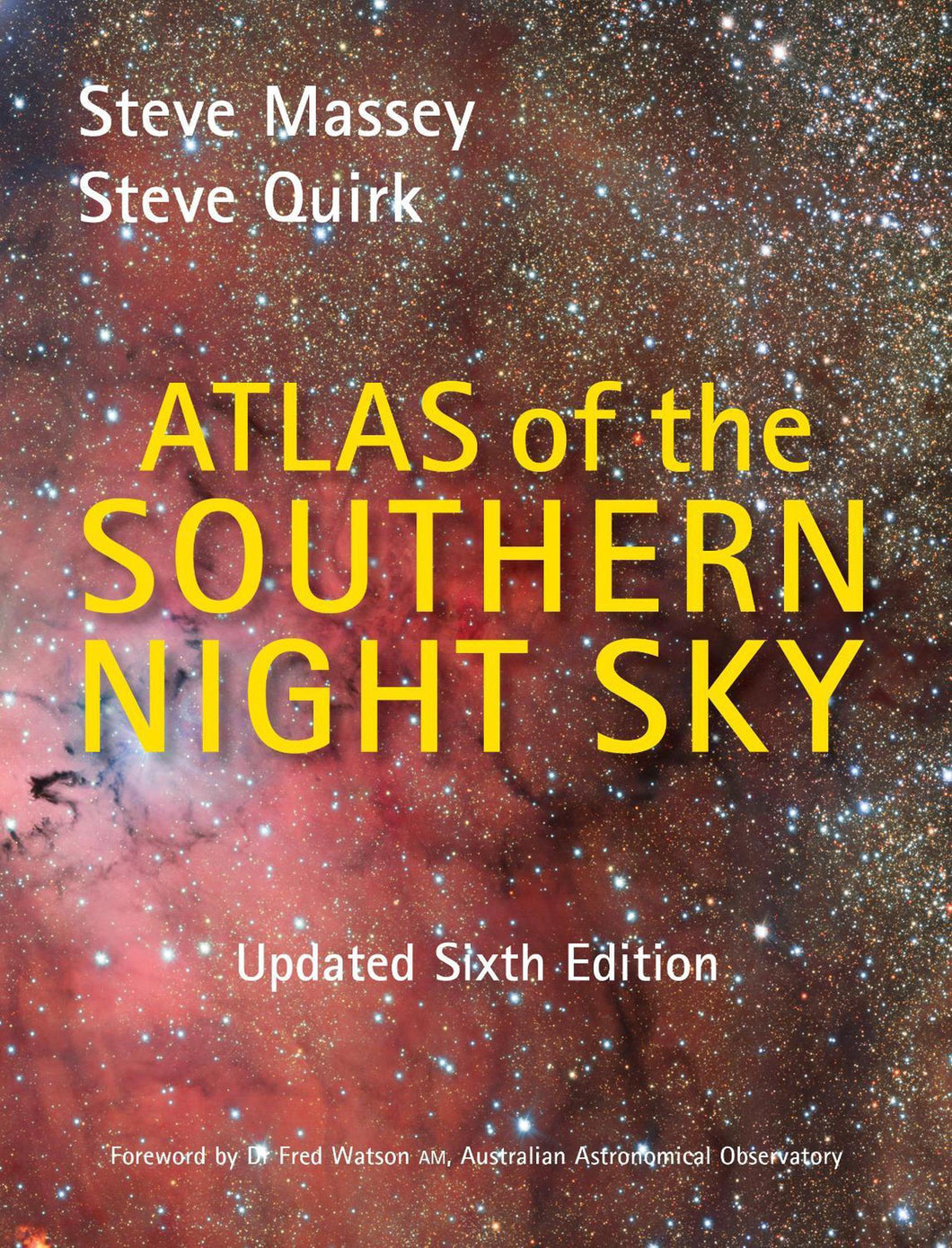 Book cover of 'Atlas of the Southern Night Sky' with starry sky background