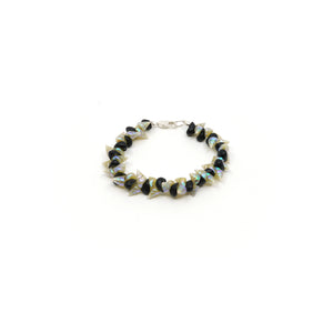 Maireener and black crow shell bracelet with silver clasp.
