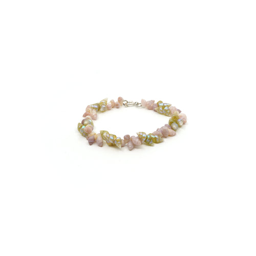 Maireener and pink toothie bracelet with silver clasp.