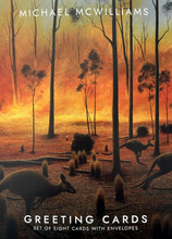 Load image into Gallery viewer, kangaroos hopping through a burning paddock.
