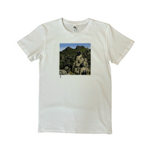 Load image into Gallery viewer, White t-shirt with Tasmanian Devils sitting in the bush and on rocks.
