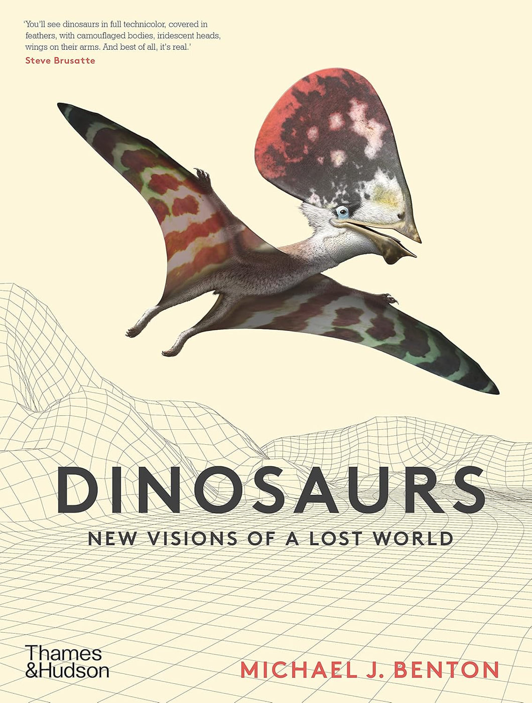 Book cover of 'Dinosaurs: New Visions of a Lost World' with a dinosaur illustration on a beige background.