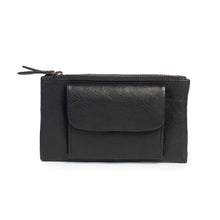 Load image into Gallery viewer, A black leather wallet.

