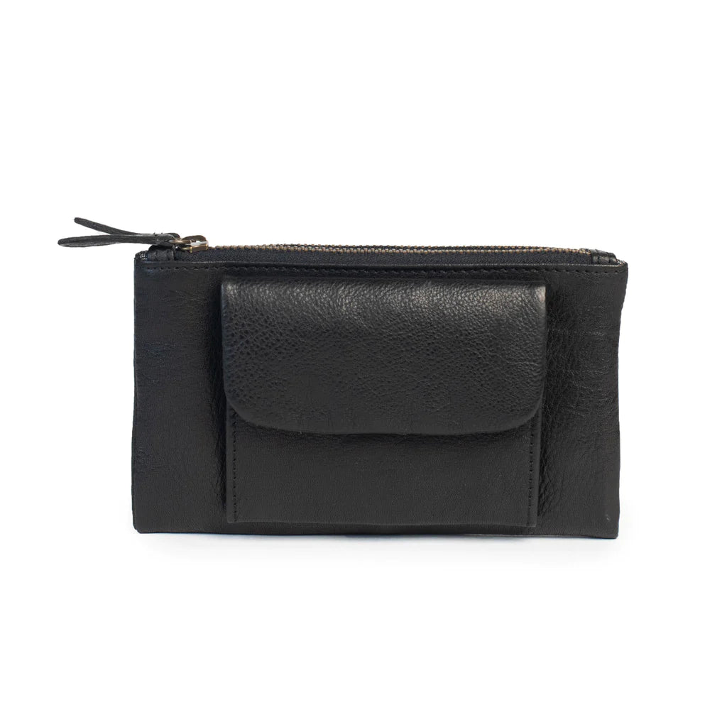 A black leather wallet.