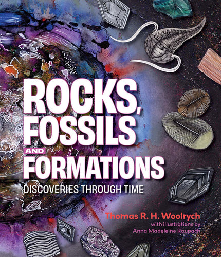 Bright coloured illustrations of rocks and fossils. 