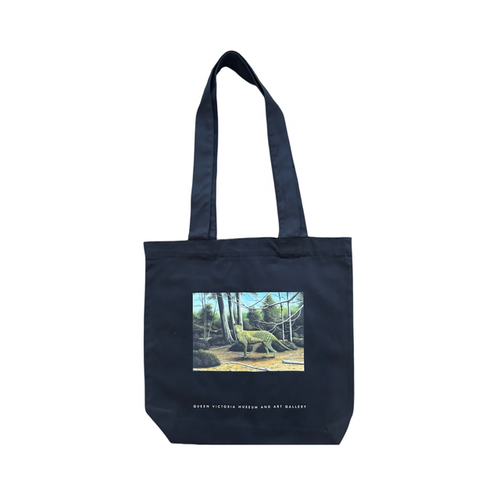 Black tote with a thylacine in the bush.