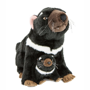 Plush toy of a Tasmanian Devil and its baby.