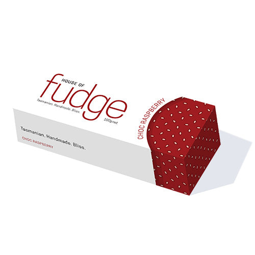 Boxed choc raspberry fudge.
