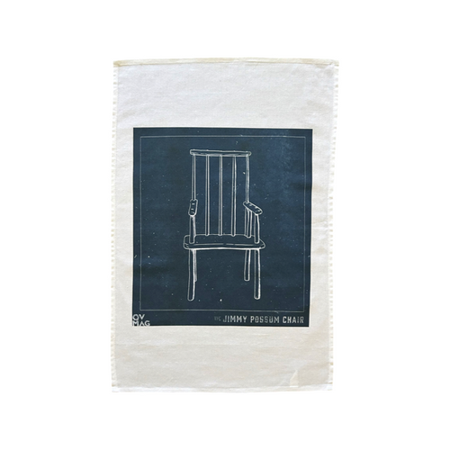 A blueprint image of Jimmy Possum chair illustrated by Louise Thrush.