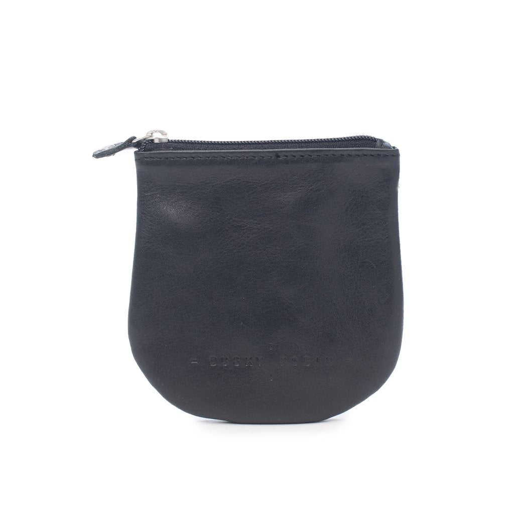 Black leather coin purse.