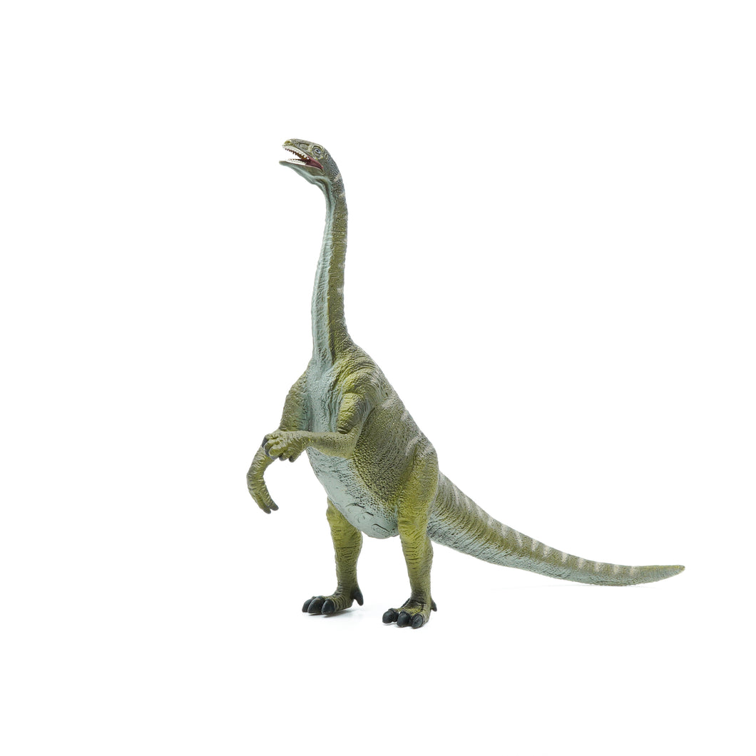 Realistically painted dinosaur model.