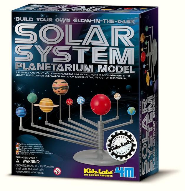 Pictured a toy looking solar system.