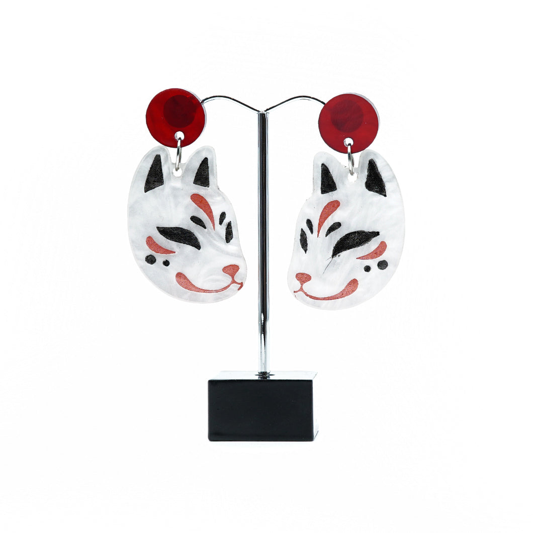 Japanese stylised cat statement earrings.