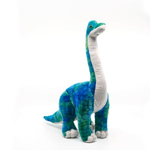 Green and blue long neck plush dinosaur