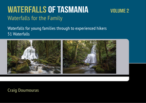 Two photographs of waterfalls around Tasmania.