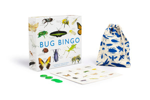 Box with bugs and cloth bag with blue insects.