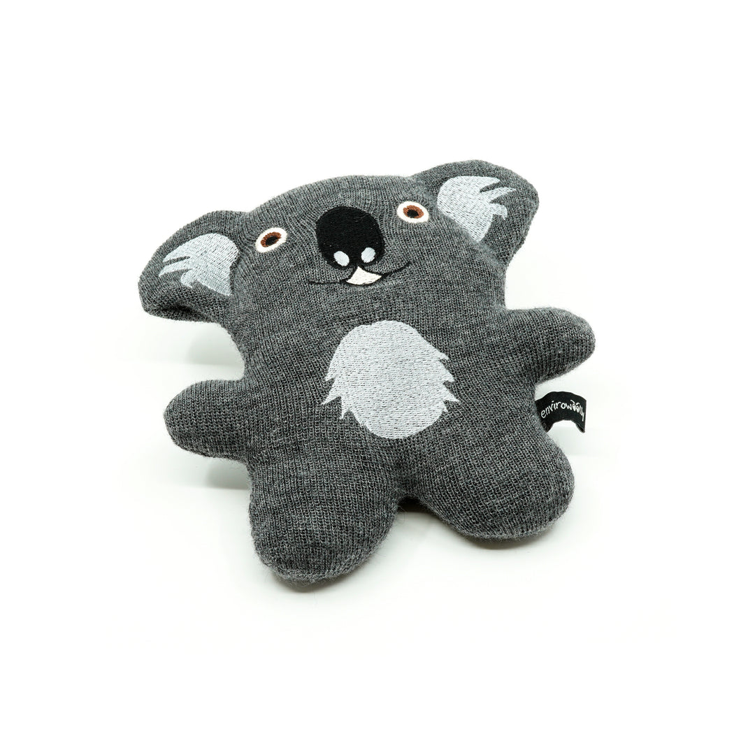 plush Koala made from knitted material with stitched features. 