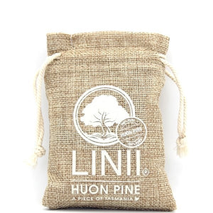 Jute bag filled with Huon Pine.
