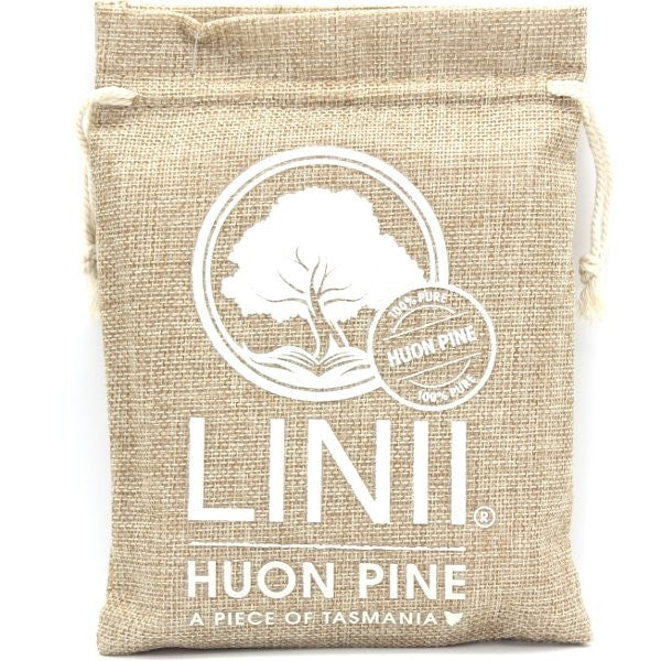 Jute bag filled with Huon Pine.