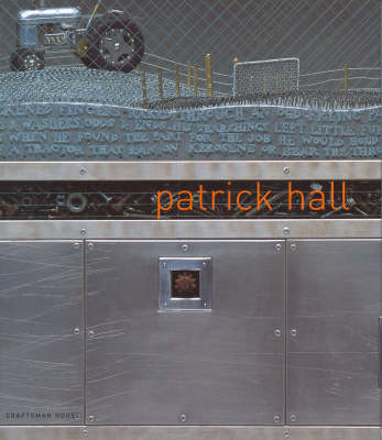 Photograph of tractor and text artwork.