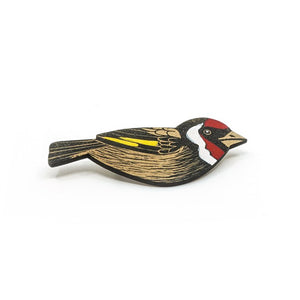 European Goldfinch bird brooch
