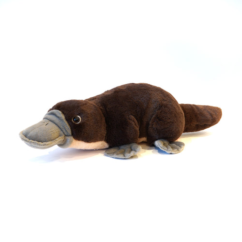 Plush brown platypus with grey bill.